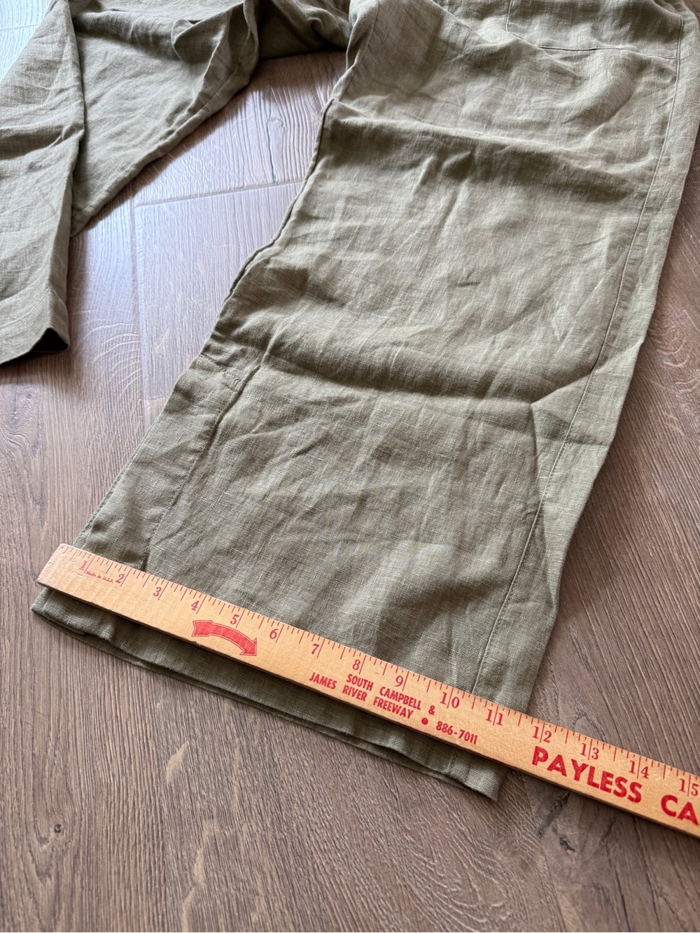 Athleta Retreat Linen Wide-Leg Pants in olive size L - Picture 14 of 15